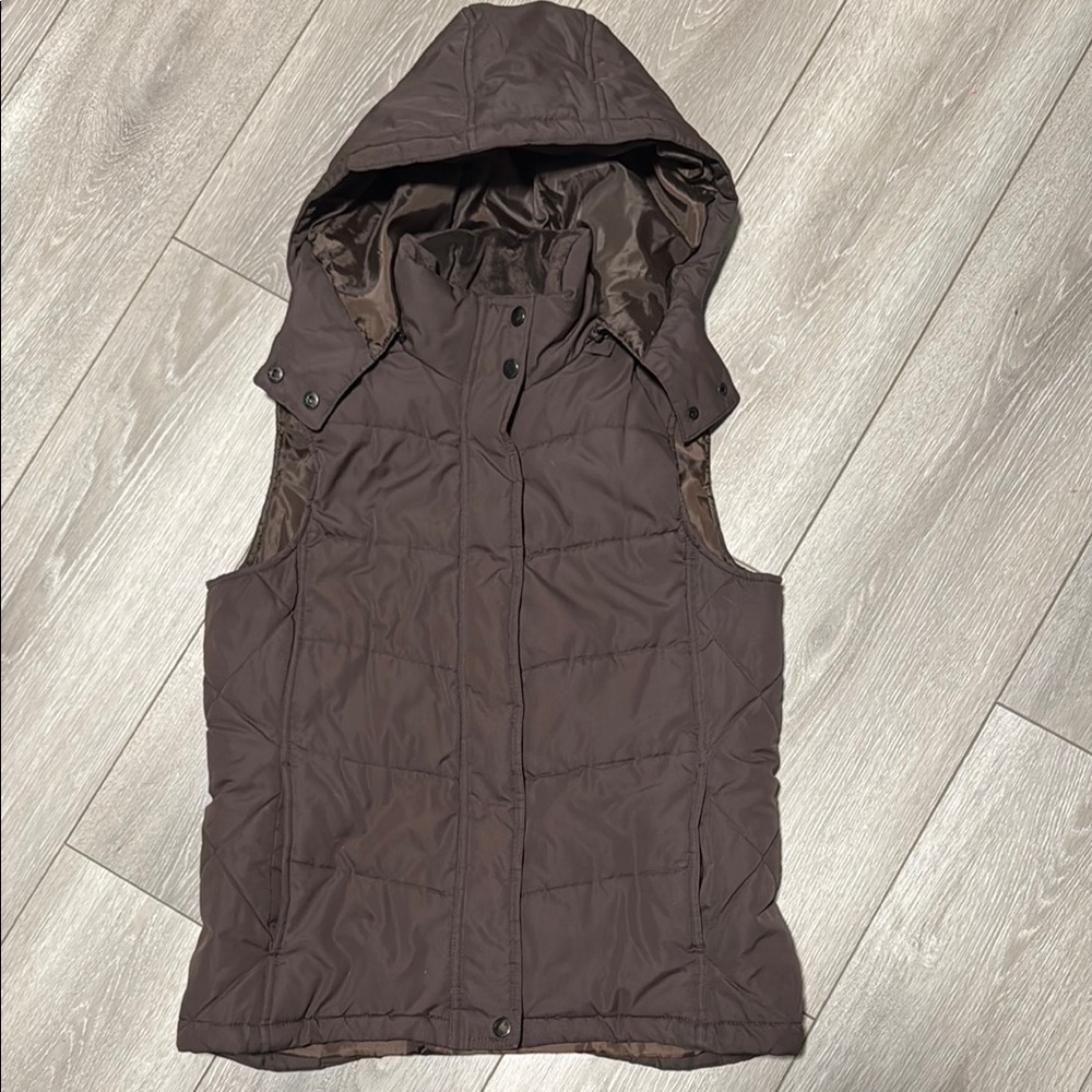 Van Heusen Brown Vest with removable Hood